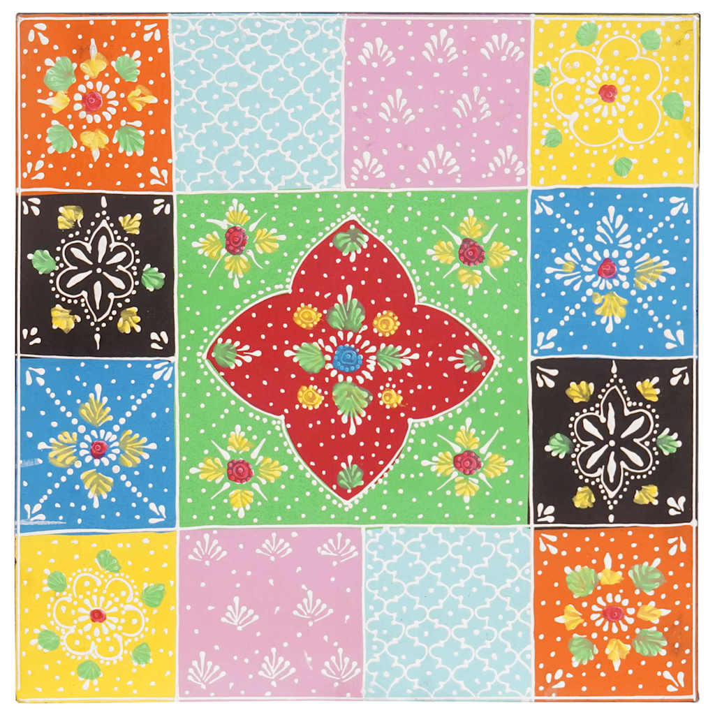 Endebord 2 pcs Flerfarvet Massivt Mango Træ og Ingeniørtræ