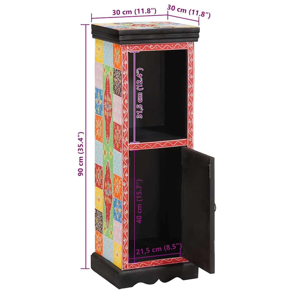 Kommode med hylde Flerfarvet 30 x 30 x 90 cm Massivt mangotræ