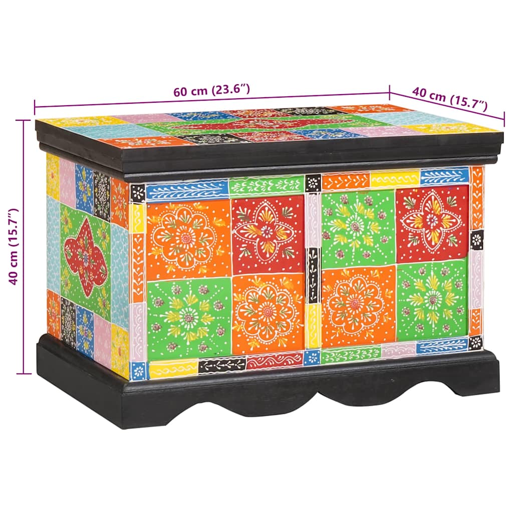 Opbevaringskasse Flerfarvet 60 x 40 x 40 cm Massivt mangotræ