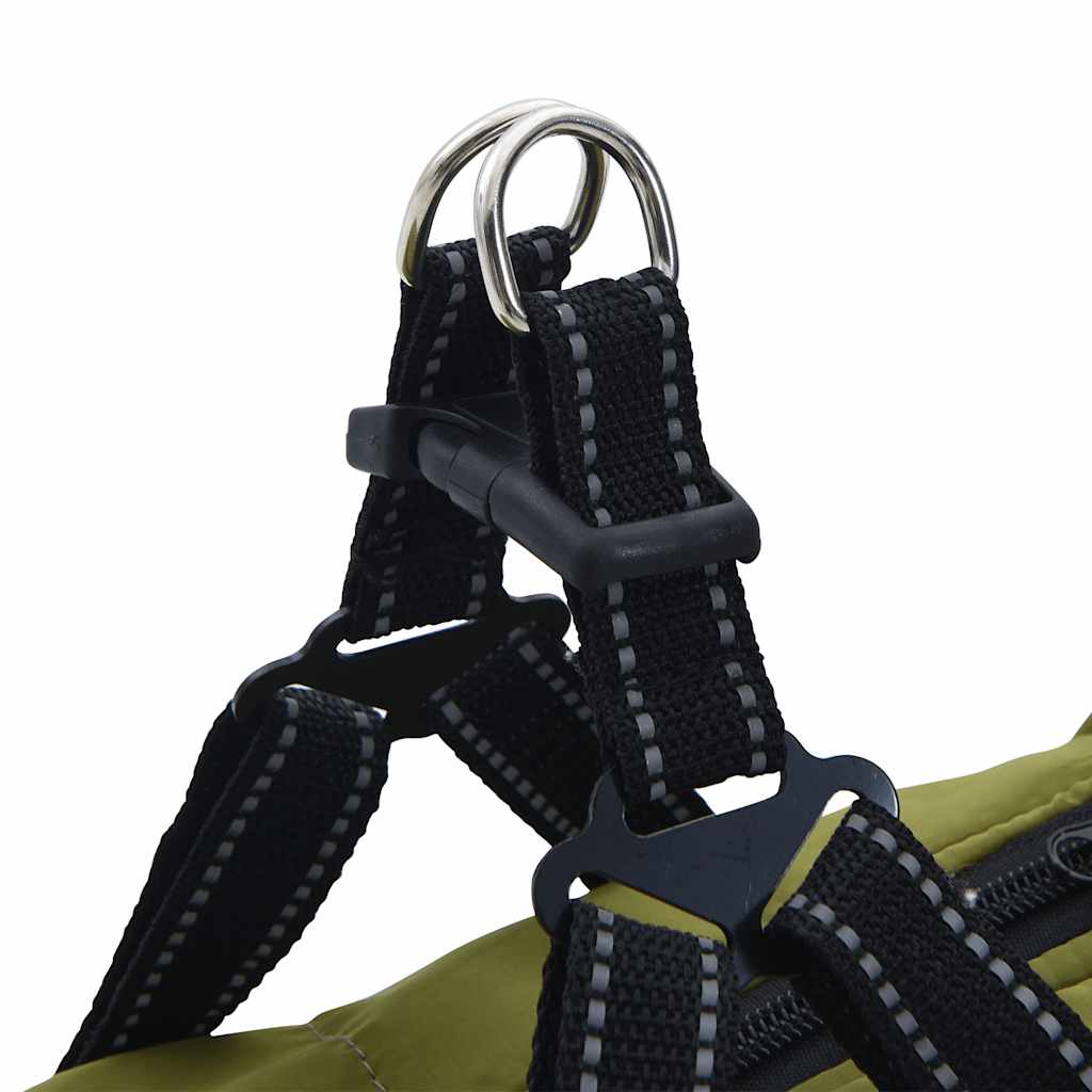 Hundefrakke med sele Vandtæt Reflekterende armygrøn L36