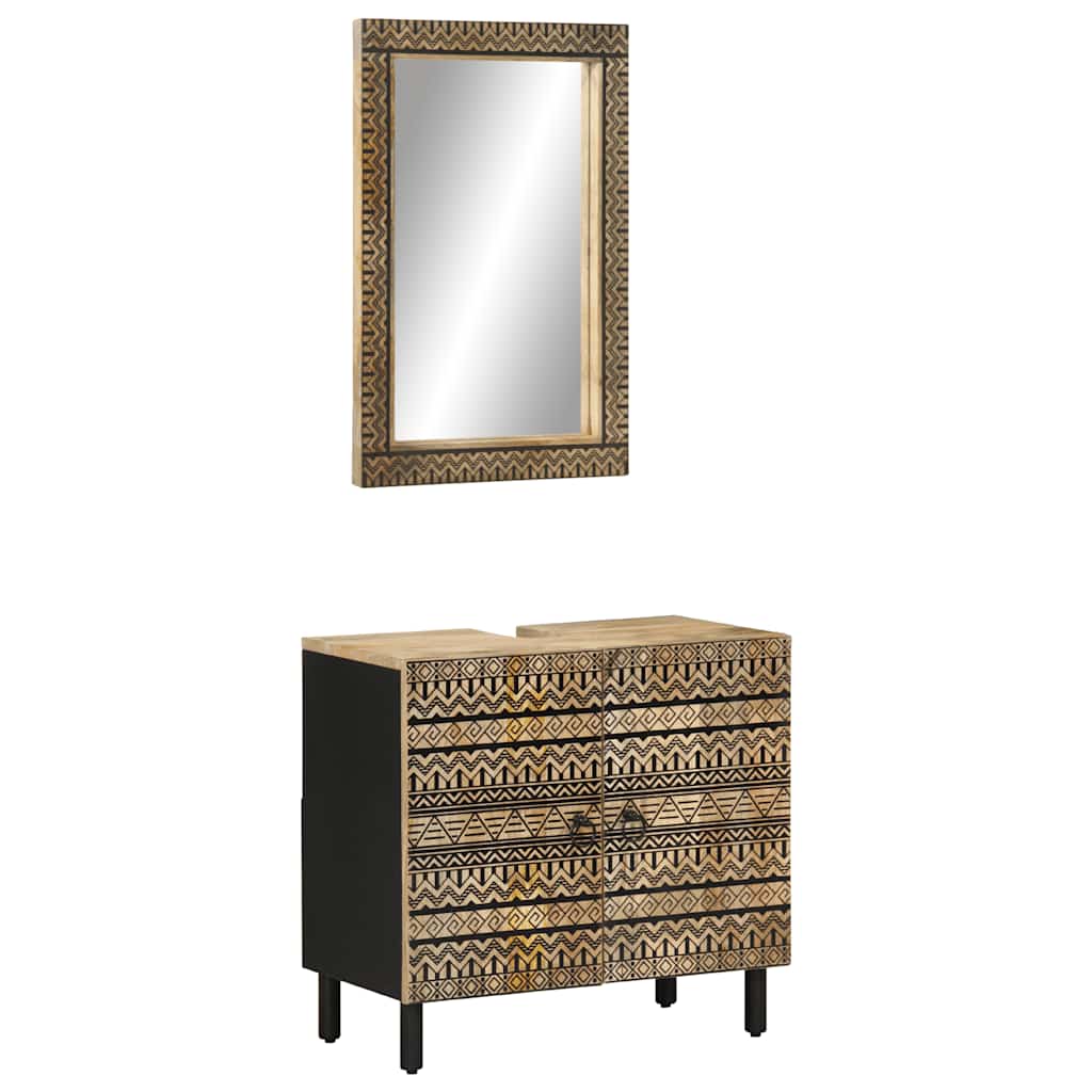 badeværelsesmøbelsæt 2 dele massivt mangotræ