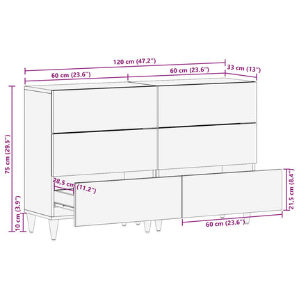 Opbevaringsskabe 2 stk. 120 x 33 x 75 cm Massivt mangotræ
