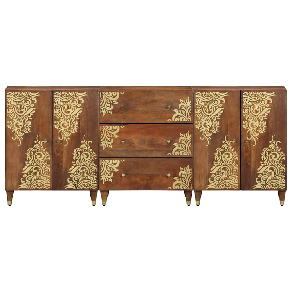 Badeværelsesskabsæt 3 pcs Honningbrun og guld 180 x 33 x 75 cm