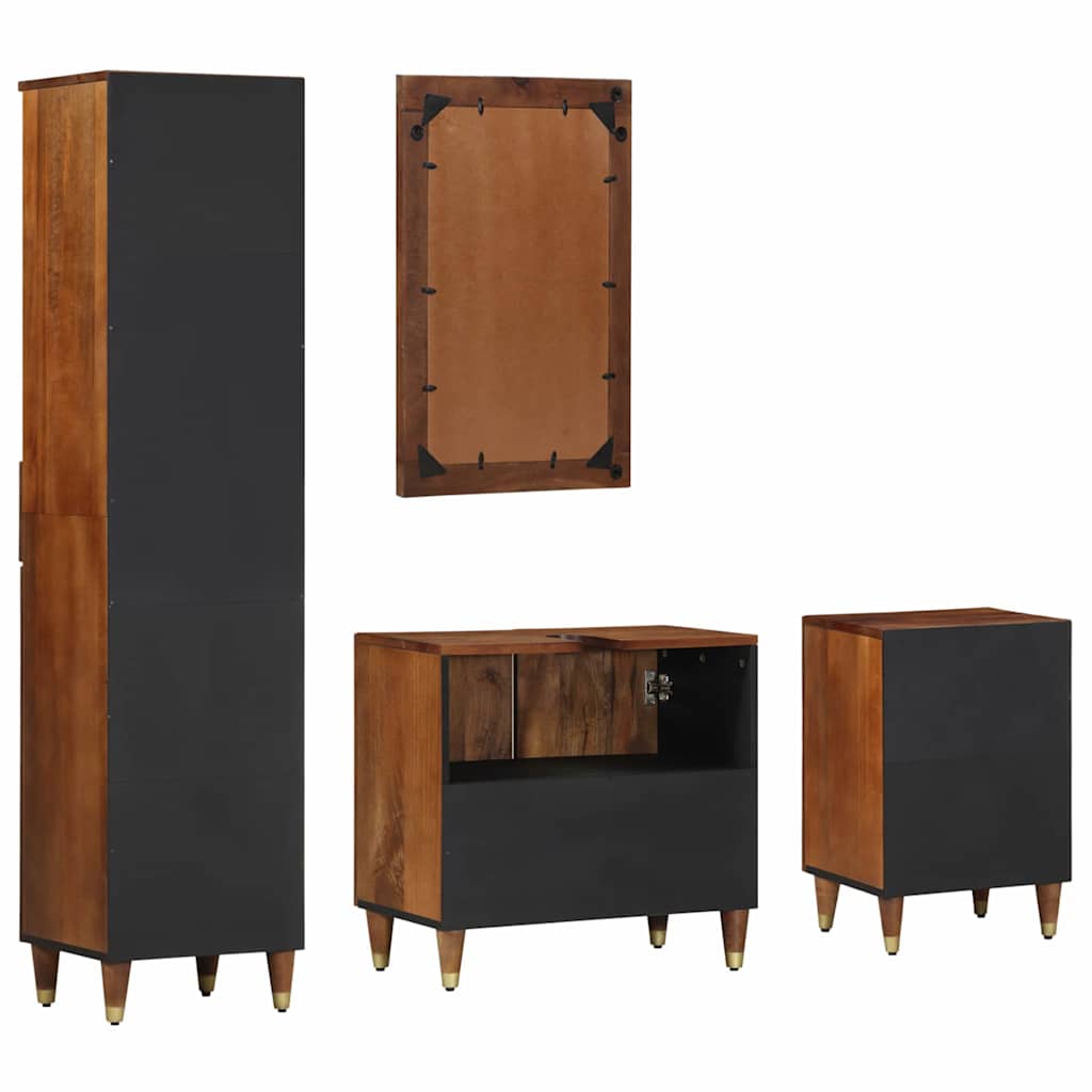 Badeværelsesskabsæt med dør 4 pcs Honningbrun Massivt mangotræ