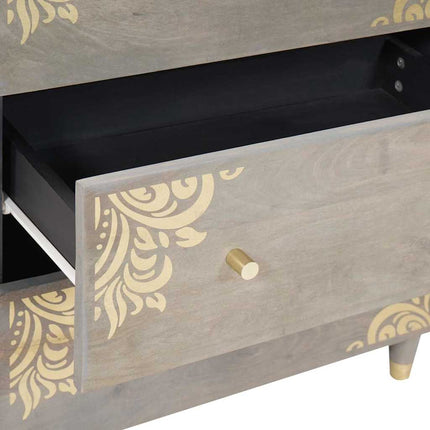 Sideboard med skuffe 2 pcs Grå 60 x 33 x 75 cm Massivt mangotræ