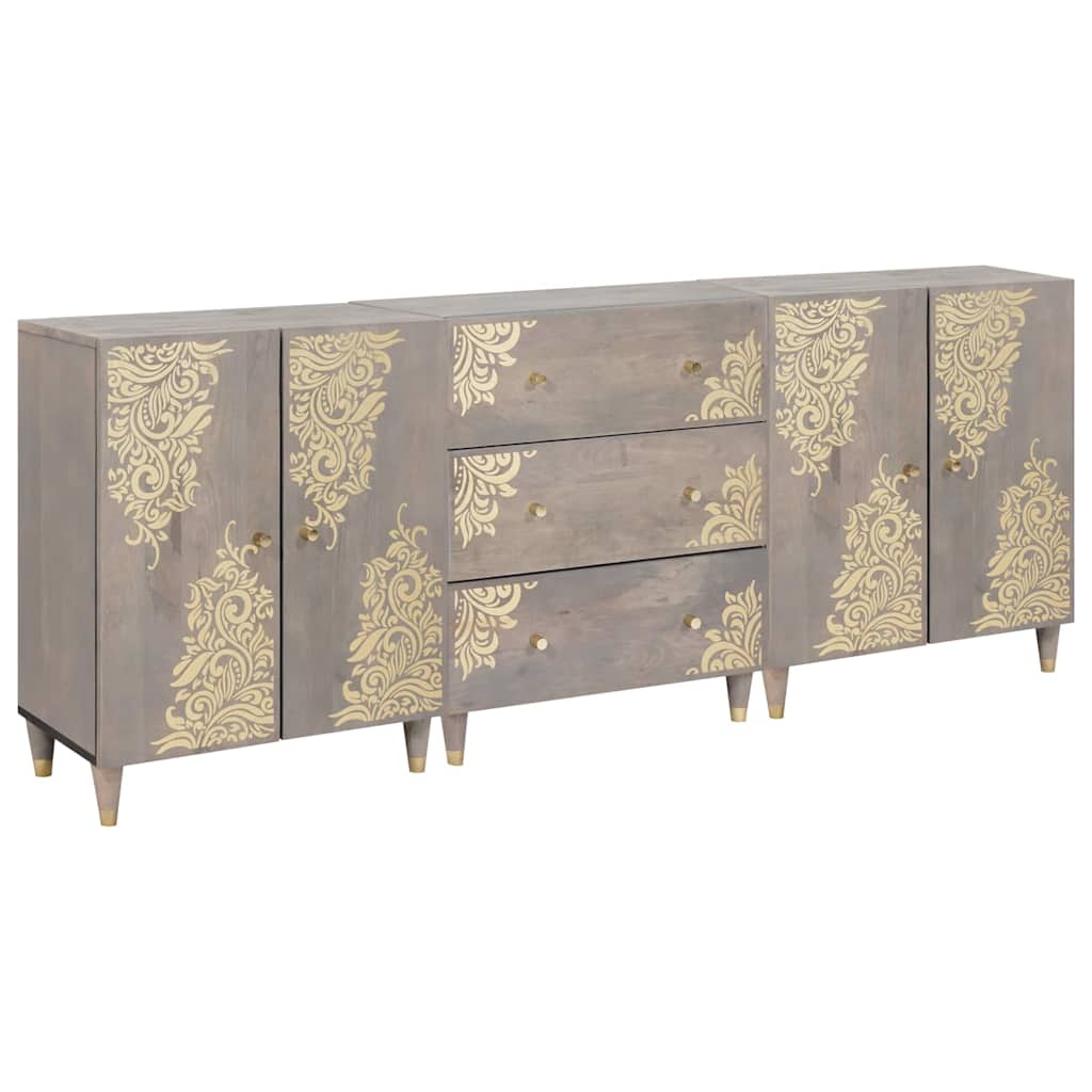 Badeværelsesskabsæt med dør 3 pcs Grå og Guld 180 x 33 x 75 cm