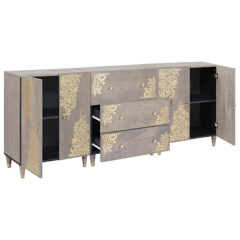 Badeværelsesskabsæt med dør 3 pcs Grå og Guld 180 x 33 x 75 cm