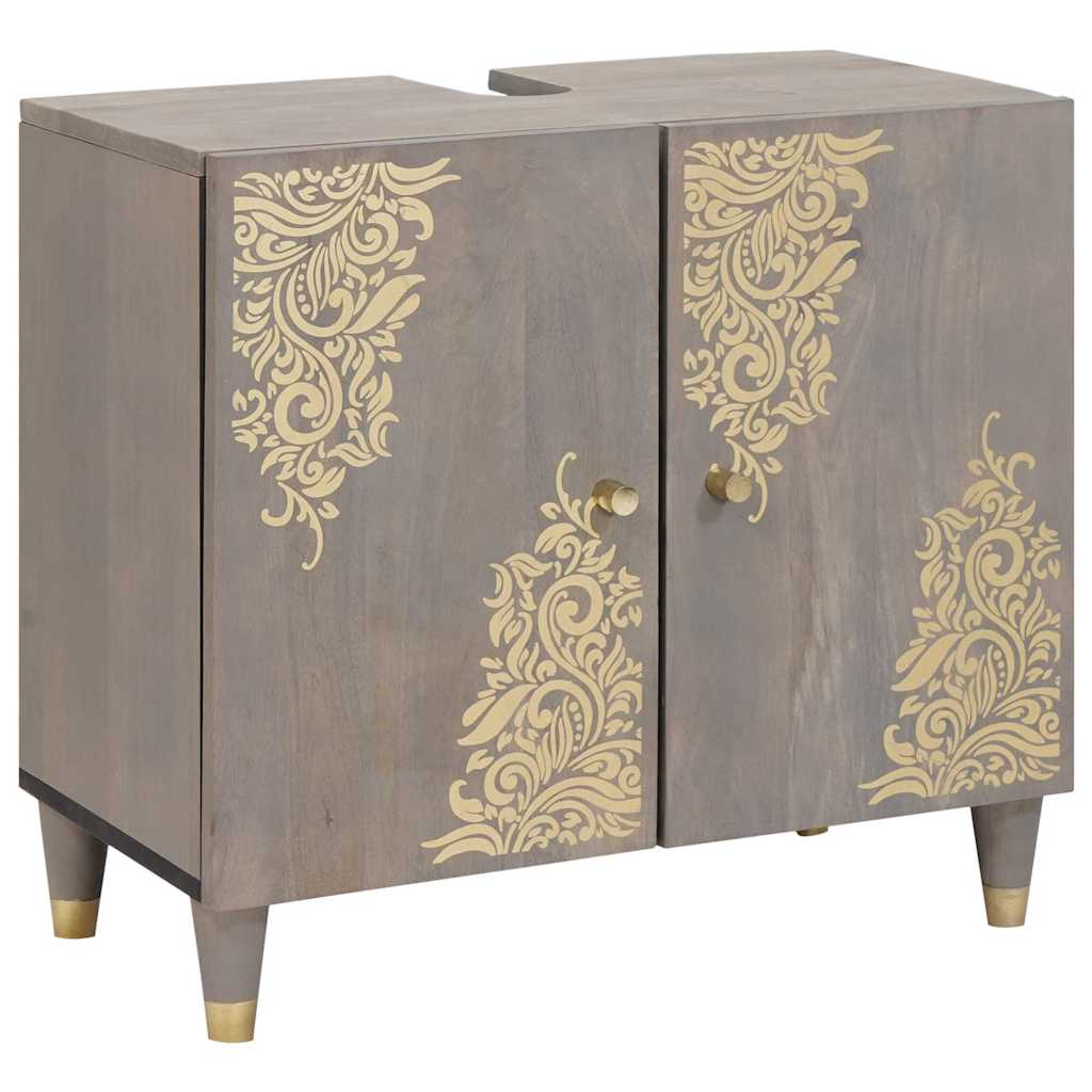 Badeværelsesskabsæt Vægmonteret 2 pcs Grå Massivt mangotræ