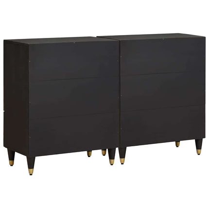 Sideboard med hylde 2 pcs Sort 60 x 33 x 75 cm Massivt mangotræ