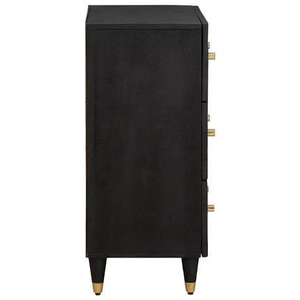 Sideboard med hylde 2 pcs Sort 60 x 33 x 75 cm Massivt mangotræ