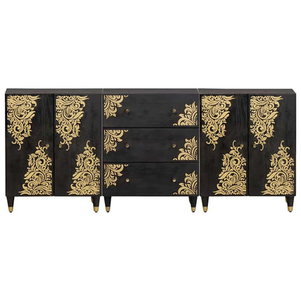 Badeværelsesskabsæt med skuffe 3 pcs Sort 180 x 33 x 75 cm