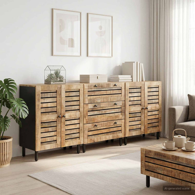 Opbevaringsskabe 3 stk. 180 x 33 x 75 cm Massivt mangotræ