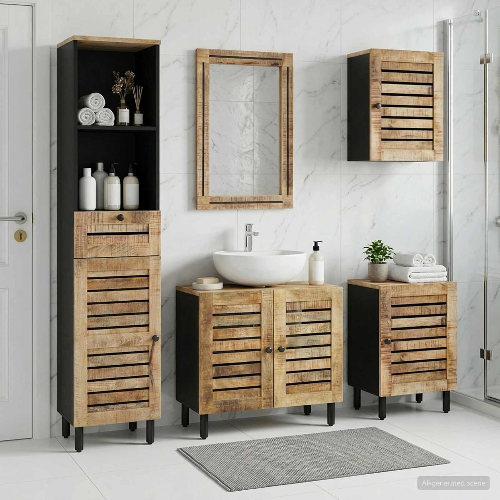 Badevrelsesskabst 5 stk. Naturfarvet 38 x 33 x 160 cm