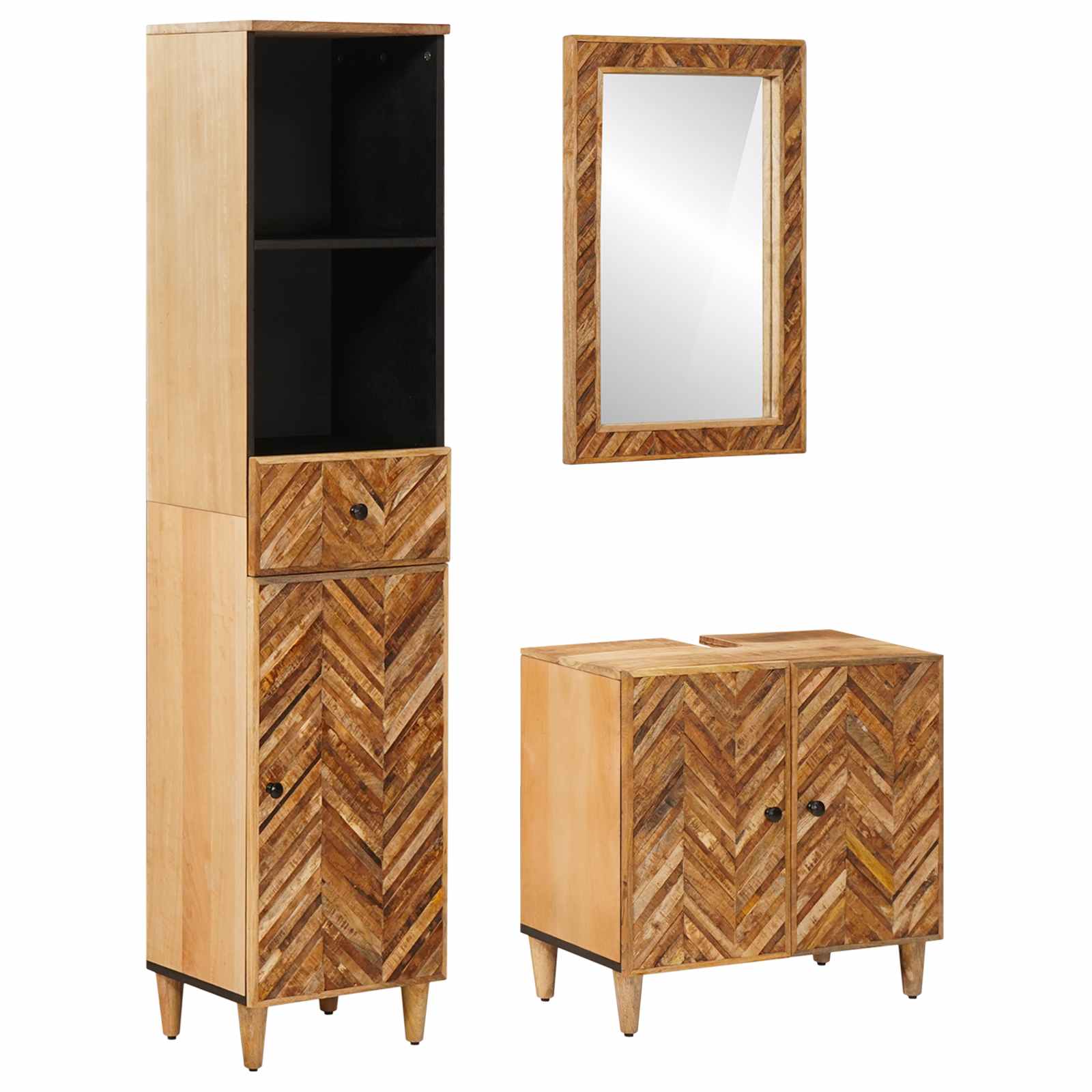 Badevrelsesskabst 3 stk. 62 x 33 x 58 cm Massivt mangotr