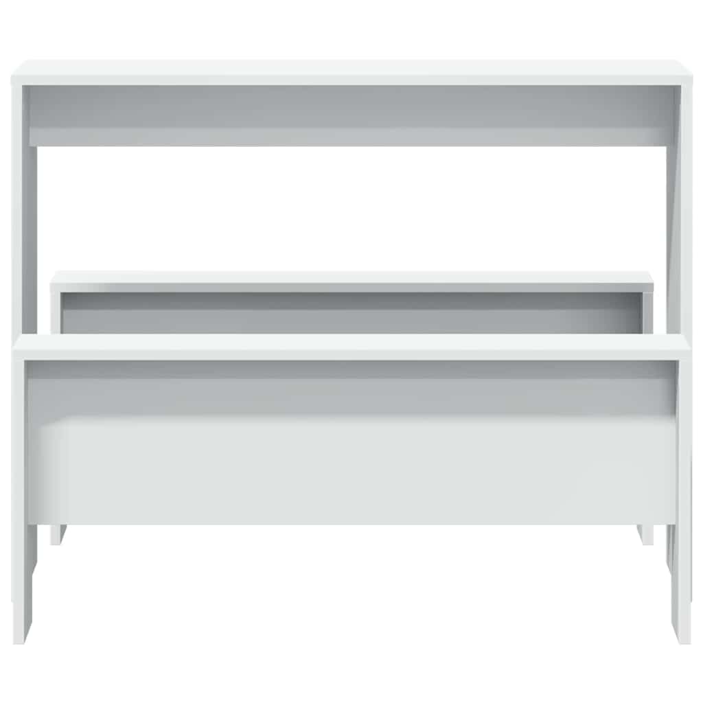 spisebord og bænke 3 dele konstrueret træ hvid