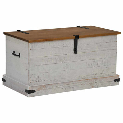 opbevaringskiste HALDEN 91x48x47 cm massivt fyrretræ hvid