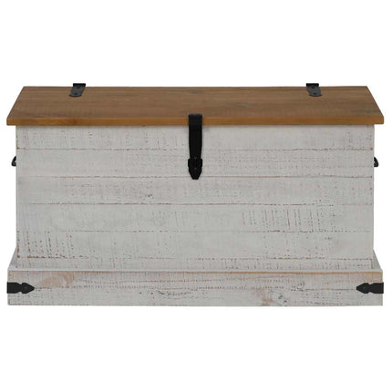 opbevaringskiste HALDEN 91x48x47 cm massivt fyrretræ hvid