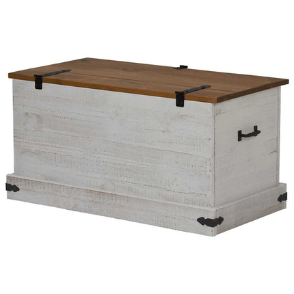 opbevaringskiste HALDEN 91x48x47 cm massivt fyrretræ hvid