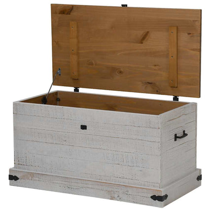 opbevaringskiste HALDEN 91x48x47 cm massivt fyrretræ hvid