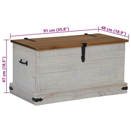 opbevaringskiste HALDEN 91x48x47 cm massivt fyrretræ hvid