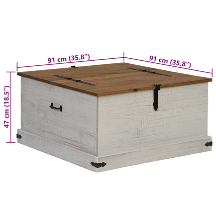 opbevaringskiste HALDEN 91x91x47 cm massivt fyrretræ hvid