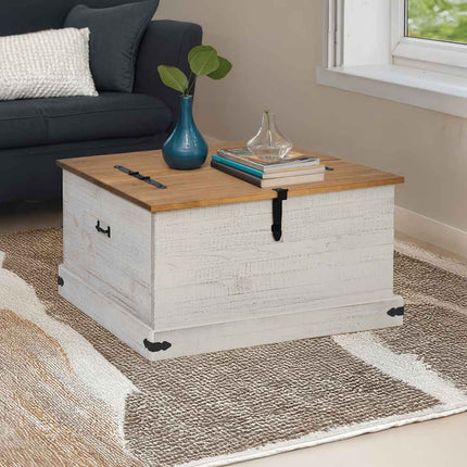 opbevaringskiste HALDEN 91x91x47 cm massivt fyrretræ hvid