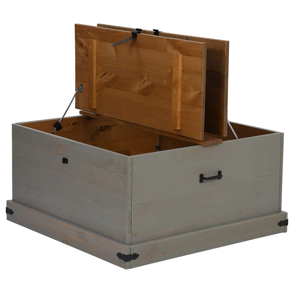 opbevaringskiste HALDEN 91x91x47 cm massivt fyrretræ grå