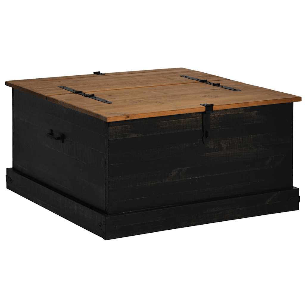 opbevaringskiste HALDEN 91x91x47 cm massivt fyrretræ sort
