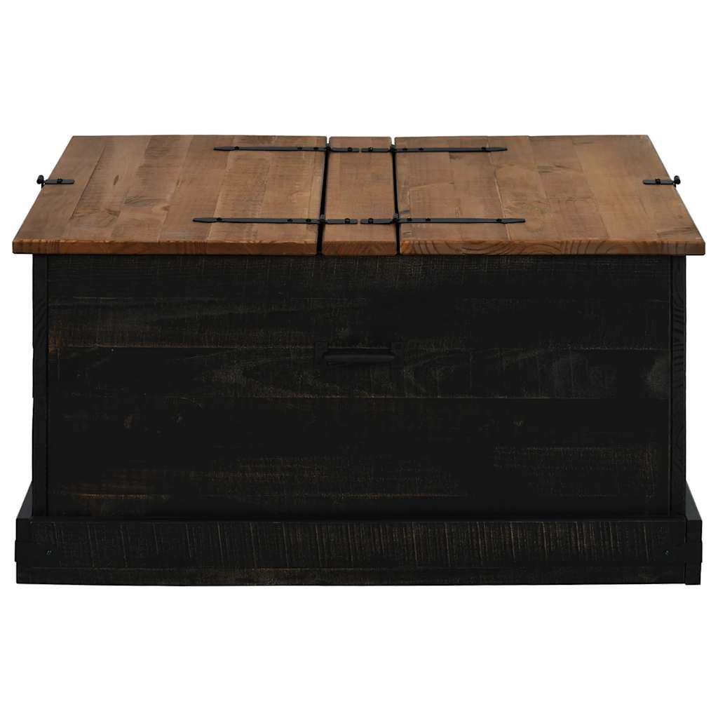 opbevaringskiste HALDEN 91x91x47 cm massivt fyrretræ sort