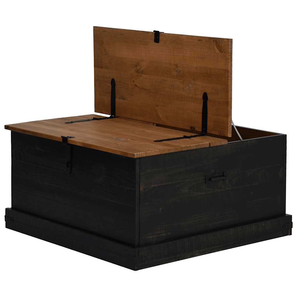 opbevaringskiste HALDEN 91x91x47 cm massivt fyrretræ sort
