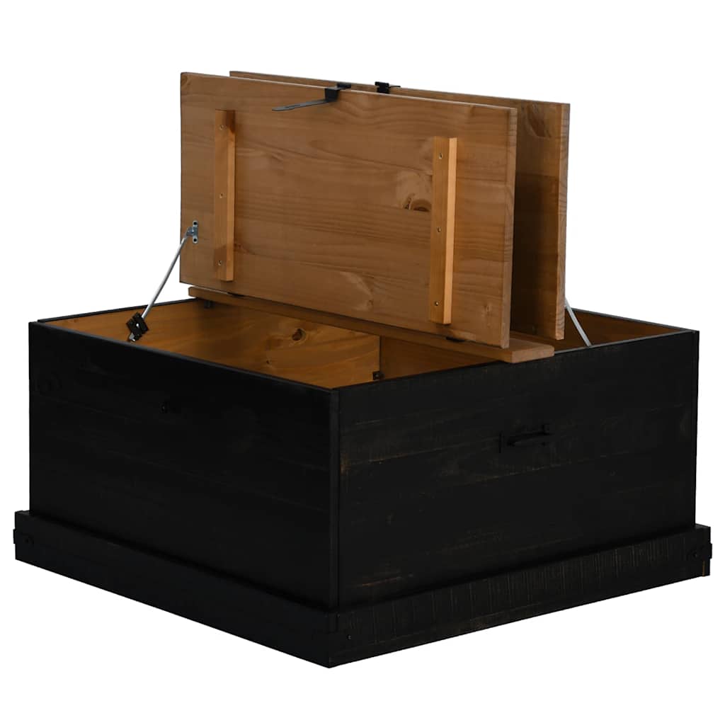 opbevaringskiste HALDEN 91x91x47 cm massivt fyrretræ sort