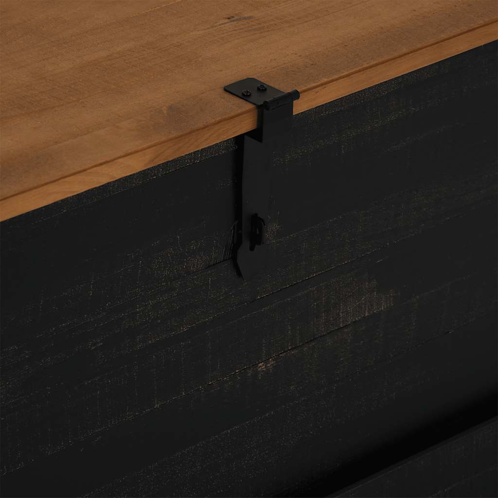 opbevaringskiste HALDEN 91x91x47 cm massivt fyrretræ sort