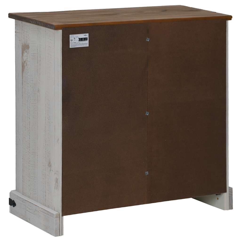 skænk HALDEN med skydedør 80x40x80 cm massivt træ hvid