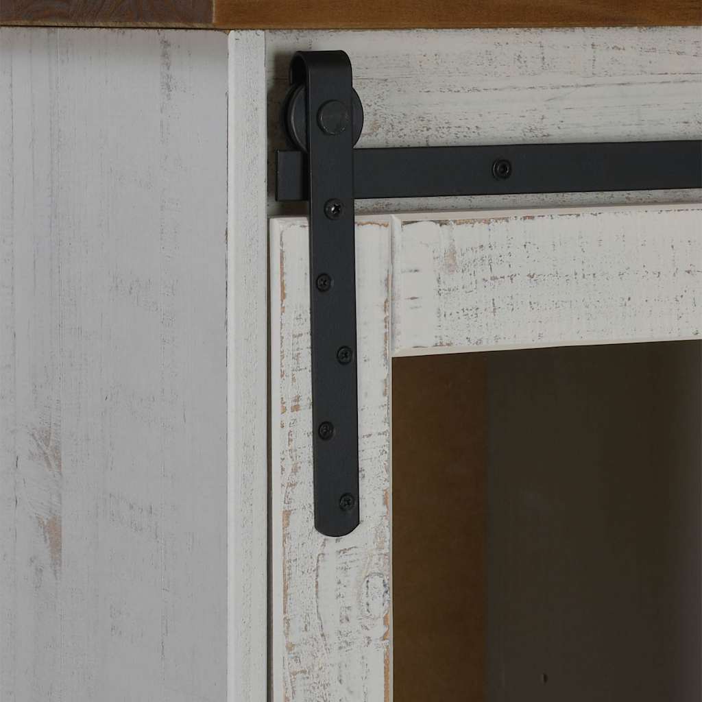 skænk HALDEN med skydedør 80x40x80 cm massivt træ hvid