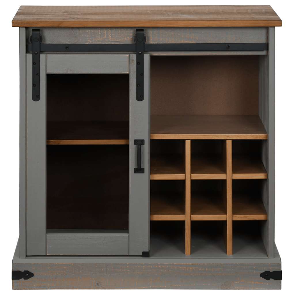 skænk HALDEN med skydedør 80x40x80 cm massivt træ grå