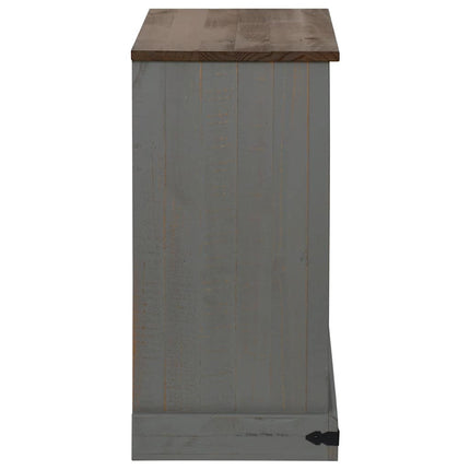 skænk HALDEN med skydedør 80x40x80 cm massivt træ grå