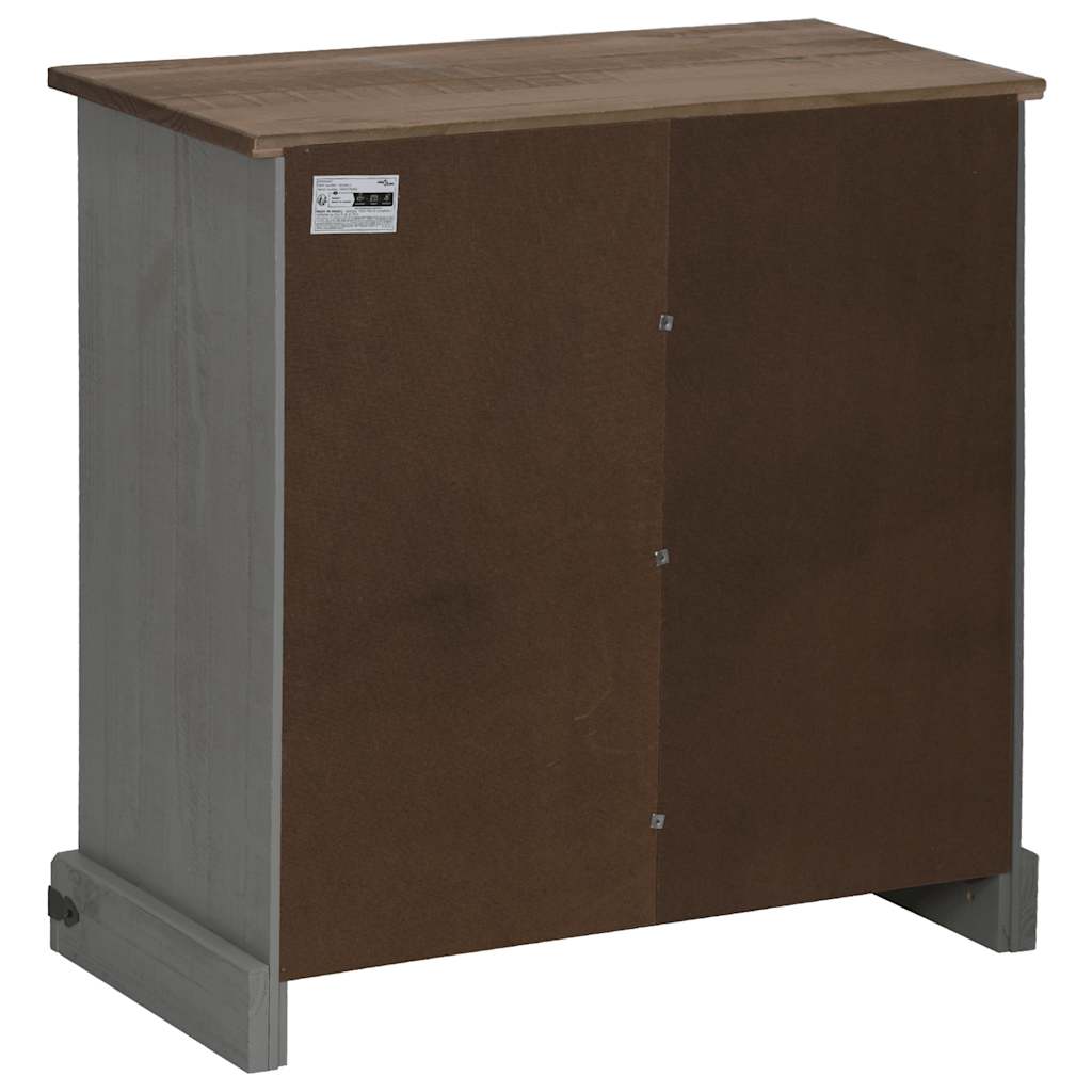 skænk HALDEN med skydedør 80x40x80 cm massivt træ grå