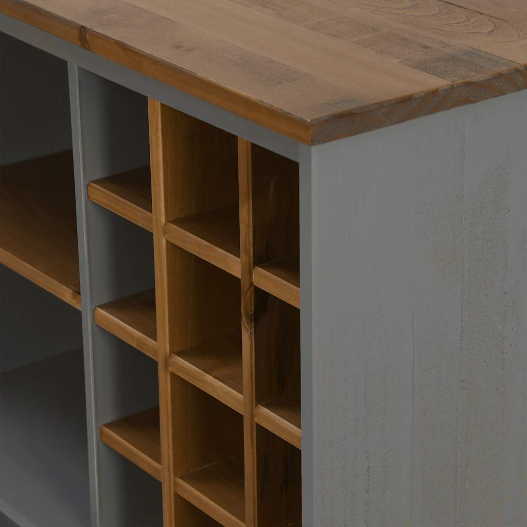 vinskab HALDEN med vinreoler og skydedør fyrretræ grå