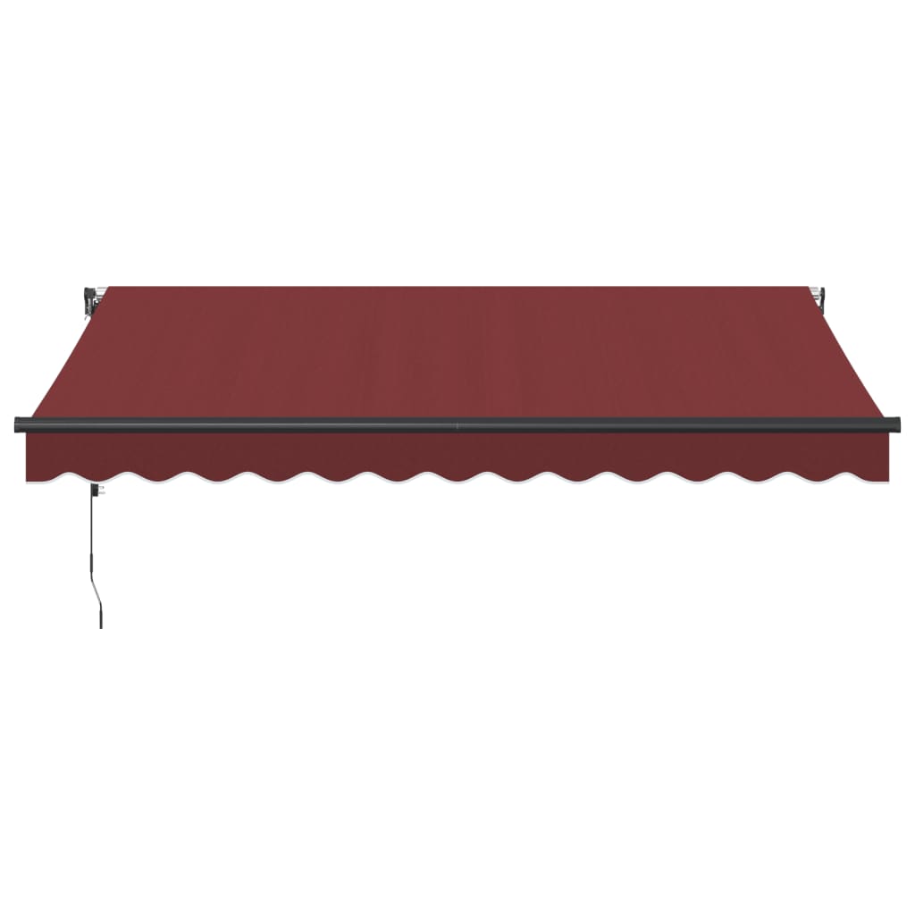 markise med LED-lys 350x250 cm automatisk betjening bordeaux