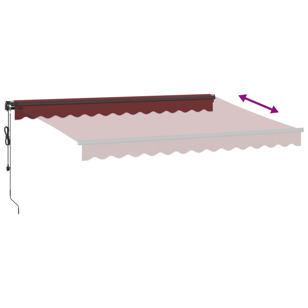 markise med LED-lys 350x250 cm automatisk betjening bordeaux