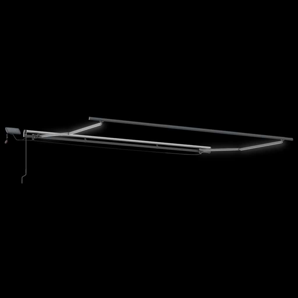 markise med LED-lys 400x300 cm manuel betjening bordeauxfarvet