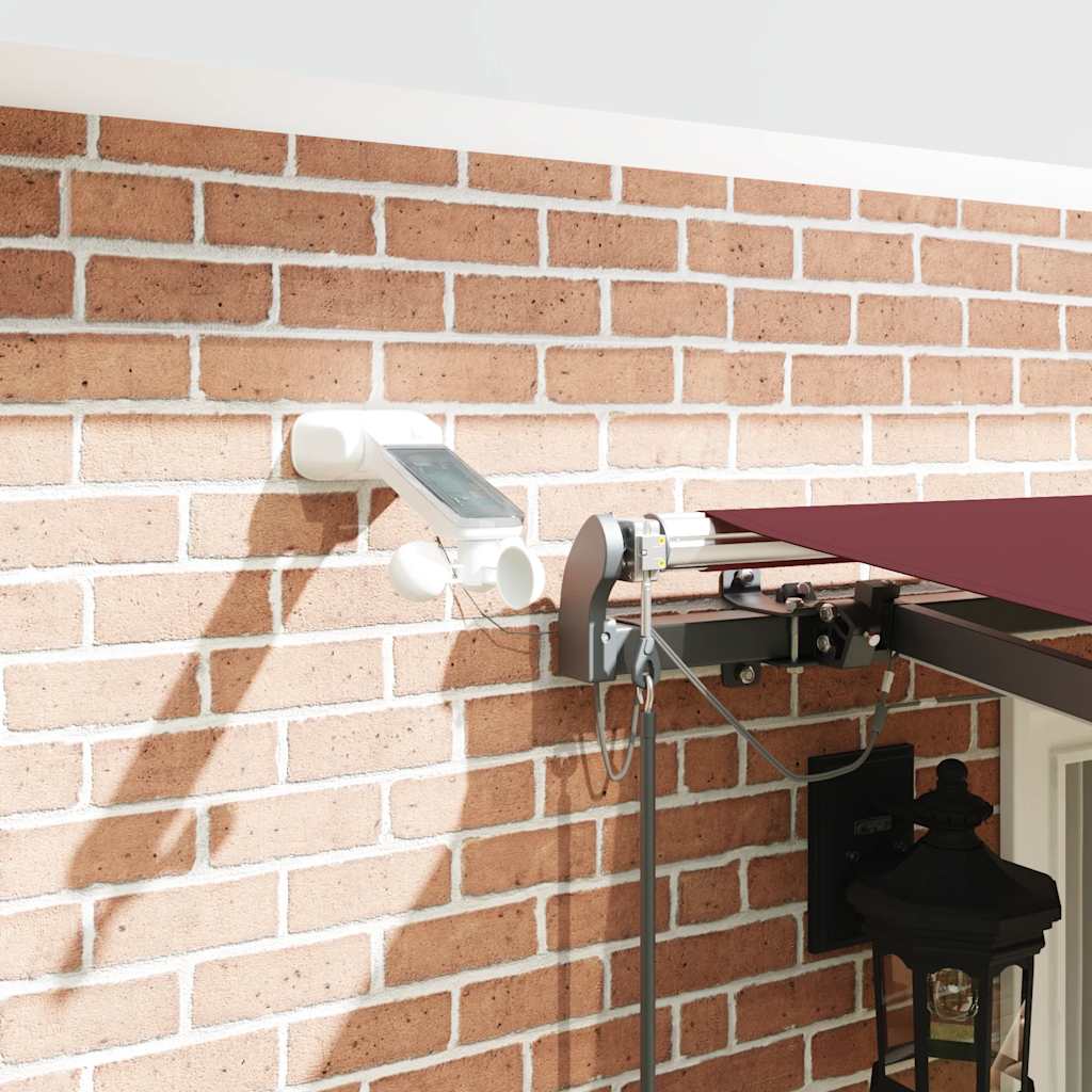 markise med LED-lys 400x300 cm automatisk betjening bordeaux