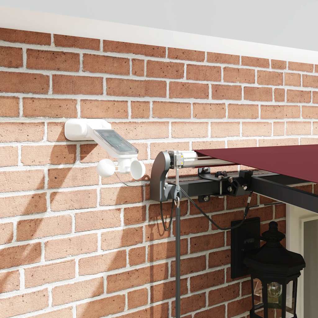 markise med LED-lys 500x300 cm automatisk betjening bordeaux