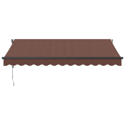markise med LED-lys 350x250 cm automatisk betjening brun