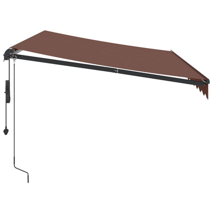 markise med LED-lys 350x250 cm automatisk betjening brun