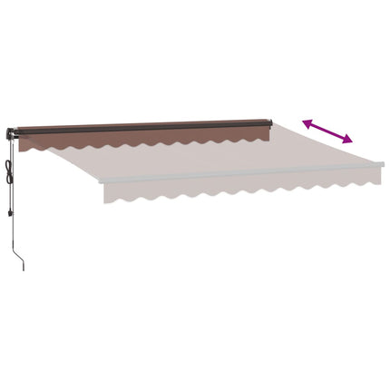 markise med LED-lys 350x250 cm automatisk betjening brun