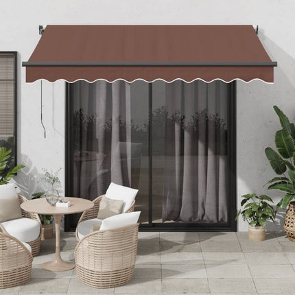 markise med LED-lys 350x250 cm automatisk betjening brun