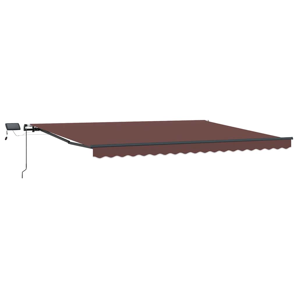 markise med LED-lys 400x300 cm automatisk betjening brun