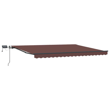 markise med LED-lys 400x300 cm automatisk betjening brun