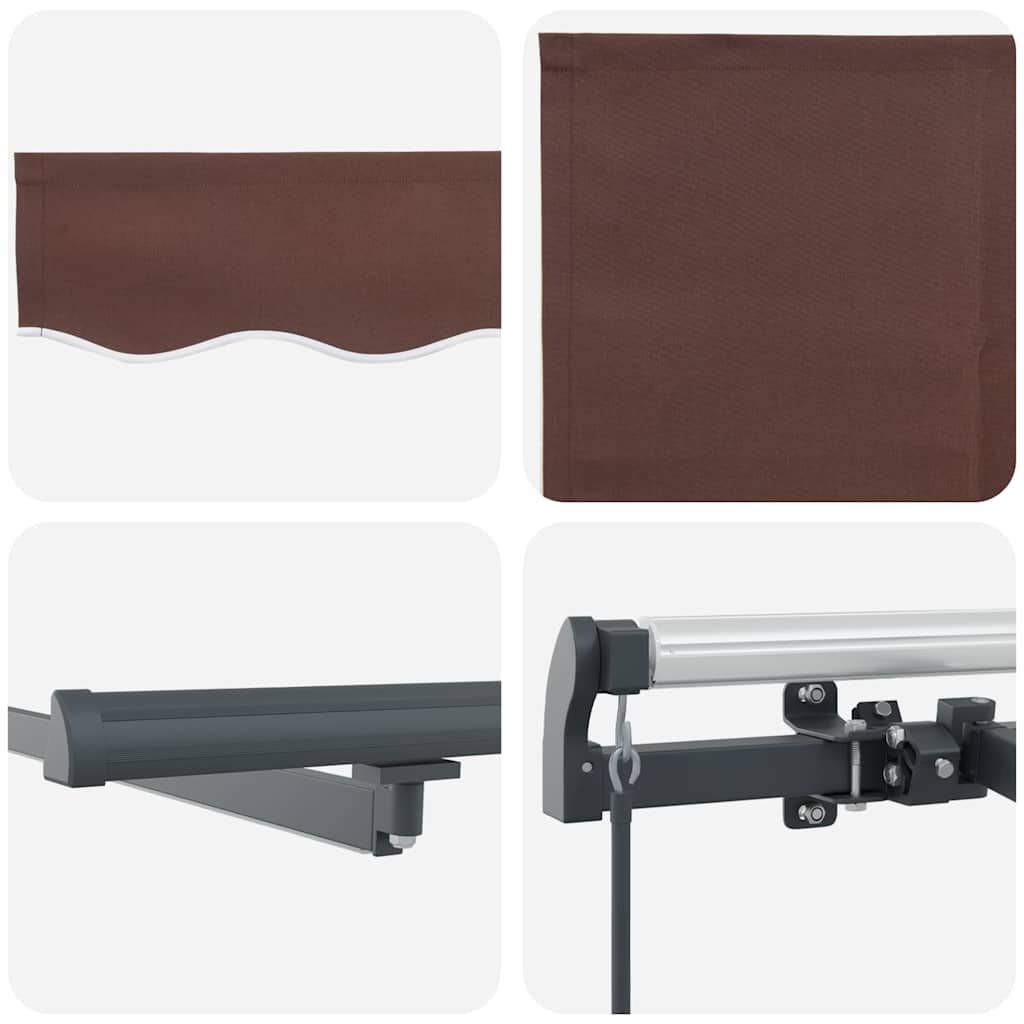 markise med LED-lys 400x300 cm automatisk betjening brun
